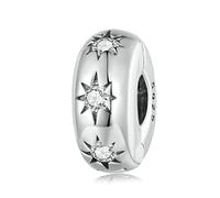 Charm a forma di cuore, in argento Sterling 925, a forma di fiore, per braccialetti Pandora, Oro rosa Cristallo smalto Oro rosa