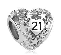 Charm a forma di cuore per compleanni 13, 16, 18, 21, 30, 40, 50, 60 anni, per braccialetti Pandora, perla a forma di stella, gioielli per anniversario, Natale, regalo per figlia, donna, nipote