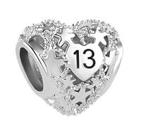 Charm a forma di cuore per compleanni 13, 16, 18, 21, 30, 40, 50, 60 anni, per braccialetti Pandora, perla a forma di stella, gioielli per anniversario, Natale, regalo per figlia, donna, nipote