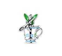 Charm a forma di fata su una tazza da tè, in argento 925, compatibile con braccialetti Pandora, Trollbeads, Chamilia, Biagi e molti altri braccialetti con charm del Regno Unito.