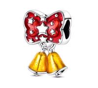Charm a forma di fiocco natalizio e campanelle, in argento 925, compatibile con braccialetti Pandora, Trollbeads, Chamilia, Biagi e molti altri braccialetti con ciondoli del Regno Unito.