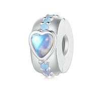 Charm a forma di fiore, in argento Sterling 925, a forma di cuore, con chiusura a clip, per braccialetti Pandora, Cristallo Smalto Oro rosa