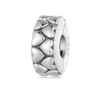 Charm a forma di fiore, in argento Sterling 925, a forma di cuore, con chiusura a clip, per braccialetti Pandora, Cristallo Smalto Oro rosa