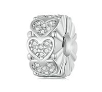 Charm a forma di fiore, in argento Sterling 925, a forma di cuore, con chiusura a clip, per braccialetti Pandora, Cristallo Smalto Oro rosa