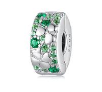 Charm a forma di fiore, in argento Sterling 925, a forma di cuore, con chiusura a clip, per braccialetti Pandora, Oro rosa Cristallo Smalto Oro rosa