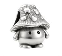 Charm a forma di fungo per braccialetti Pandora, placcato in argento fine con cuori, in confezione regalo, One Size, Metallo, Non pietra preziosa