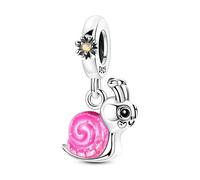 Charm a forma di lumaca rosa, in argento 925, compatibile con braccialetti Pandora, Trollbeads, Chamilia, Biagi e molti altri braccialetti con charm del Regno Unito.