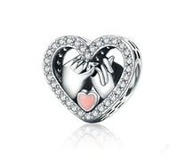 Charm a forma di mano, in argento Sterling 925, per la festa della mamma, a forma di cuore, anniversario, a forma di angelo, per braccialetti Pandora, Argento sterling