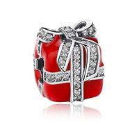 Charm a forma di Natale, in argento Sterling 925, per braccialetti Pandora, gioielli da donna, Cristallo Smalto S925