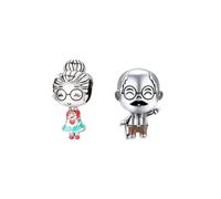 Charm a forma di nonno e nonna in argento 925, due pezzi, compatibile con braccialetti Pandora, Pequeño, Argento sterling, Nessuna pietra preziosa