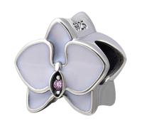 Charm a forma di orchidea in argento sterling 925 per bracciale Pandora, perfetto per Natale, compleanno, simbolo di amore per la famiglia White