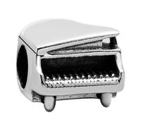 Charm a forma di pianoforte, in argento Sterling 925, con scritta "I Love Music", per braccialetti Pandora, Argento sterling Argento