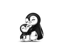 Charm a forma di pinguino che abbraccia, in argento 925, compatibile con ciondoli Pandora, Trollbeads, Chamilia, Biagi e molti altri braccialetti con ciondoli del Regno Unito.