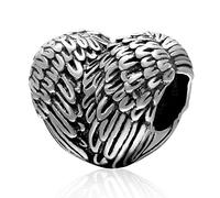 Charm a forma di piuma, in argento Sterling 925, a forma di ala d'angelo, per braccialetti Pandora