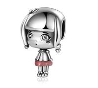 Charm a forma di ragazza in argento Sterling 925, compatibile con ciondoli Pandora, Trollbeads, Chamilia, Biagi e molti altri braccialetti con ciondoli del Regno Unito.