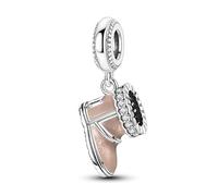 Charm a forma di stivale invernale, in argento 925, compatibile con braccialetti Pandora, Trollbeads, Chamilia, Biagi e molti altri braccialetti con ciondoli del Regno Unito.