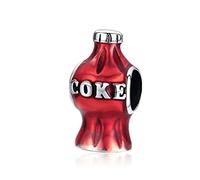 Charm a forma di tazzina da caffè con cuore e scritta “I love coffee”, in argento sterling 925, smaltato rosso, compatibile con braccialetti Pandora