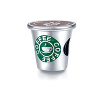 Charm a forma di tazzina da caffè con cuore e scritta “I love coffee”, in argento sterling 925, smaltato rosso, compatibile con braccialetti Pandora