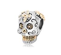 Charm a forma di teschio con scritta "Dia de los Muertos", compatibile con braccialetti Pandora, regalo di Natale e compleanno, per donne, figlia, nipote, sorella, amicizia, One Size, Metallo, Non