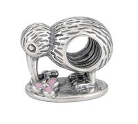 Charm a forma di uccello kiwi per braccialetti Pandora, in vero argento Sterling 925, con confezione regalo di buon compleanno, One Size, Metallo, Non pietra preziosa