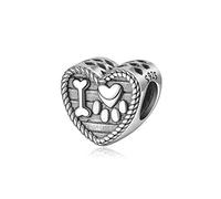 Charm a forma di zampa di cane in argento Sterling 925 con ciondolo a forma di animale per braccialetti Pandora