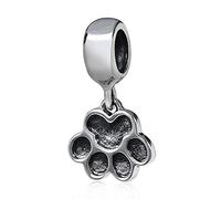 Charm a forma di zampa in argento Sterling 925 con ciondolo a forma di cane, per braccialetti Pandora (A)