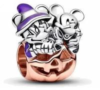 Charm a forma di zucca di Halloween, in argento Sterling 925, compatibile con ciondoli Pandora e molti altri braccialetti con ciondoli del Regno Unito.