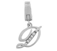 Charm ALD Lettera D dell'alfabeto pendente in argento 925 e zirconi