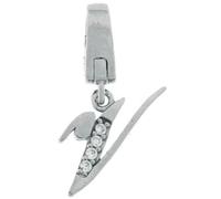 Charm ALV Lettera V dell'alfabeto pendente in argento 925 e zirconi