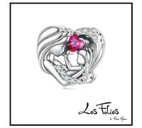 Charm Amore Mamma Figli cuore rosso ciondolo in argento 925 - Les Folies