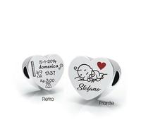 CHARM/BEADS PER BRACCIALE PANDORA-TROLLBEADS ETC. ARGENTO NASCITA PERSONALIZZATO