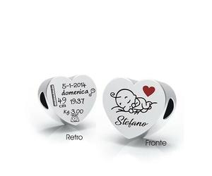 CHARM/BEADS PER BRACCIALE PANDORA-TROLLBEADS ETC. ARGENTO NASCITA PERSONALIZZATO