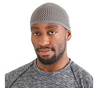 CHARM Cappellino Uomo e Donna da Seta Fatto A Mano in Giappone - Cappello Uncinetto Skull cap Berretto Cuffia Kufi Hat Grigio XL