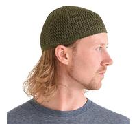 CHARM Cappellino Uomo e Donna da Seta Fatto A Mano in Giappone - Cappello Uncinetto Skull cap Berretto Cuffia Kufi Hat Cachi M