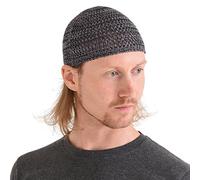 CHARM Cappellino Uomo e Donna da Seta Fatto A Mano in Giappone - Cappello Uncinetto Skull cap Berretto Cuffia Kufi Hat Mix Nero XL