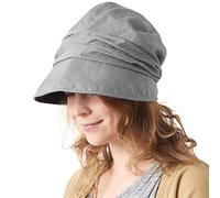 CHARM Cappello da Sole Donna Estivo, Berretto A Tesa Larga Newsboy 100% in Cotone Organico, Protezione SPF Grigio