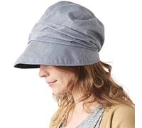 CHARM Cappello da Sole Donna Estivo, Berretto A Tesa Larga Newsboy 100% in Cotone Organico, Protezione SPF Navy