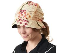 CHARM Cappello Tesa Larga da Sole Donna A Secchiello, Copricapo Chemioterapia Donna Pieghevole, Berretto Cotone Organico Fiore Beige