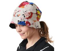 CHARM Cappello Tesa Larga da Sole Donna A Secchiello, Copricapo Chemioterapia Donna Pieghevole, Berretto Cotone Organico Fiore Grigio