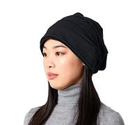 CHARM Cappello Uomo Berretto Donna - Largo Hipster Beanie Leggero Cuffia in Cotone Waffle piqué Elastico Giapponese Nero
