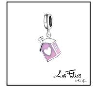 Charm Casa Rosa Cuore Famiglia ciondolo in argento 925 - Les Folies