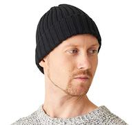 CHARM Casualbox | Uomo Fisherman Beanie Berretto 100% Cotone da Donna Maglione Beanie Berretto Cappellino Classico Design Semplice A Coste Cappello A Tesa Larga Cappello Nero