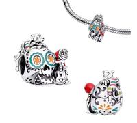 Charm Coco, Michele e Dante, in argento Sterling 925, con teschio che brilla al buio, compatibile con ciondoli Pandora e molti altri bracciali con ciondoli., Pequeño, Argento, Argento