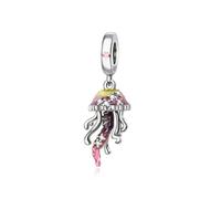 Charm colorato a forma di medusa in argento 925, compatibile con braccialetti Pandora, Trollbeads, Chamilia, Biagi e molti altri braccialetti con ciondoli del Regno Unito.