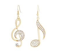 Charm Colore Oro Zircone Nota Musicale Goccia Orecchini Pendenti per Le Donne Asimmetria Creativa Moda Stud Gioielli Partito, Misura unica, Acciaio inossidabile, Nessuna pietra preziosa