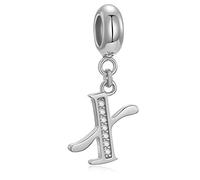 Charm con pendente a forma di lettera dell’alfabeto “A”, in argento Sterling 925 autentico con cristalli. Compatibile con la maggior parte dei braccialetti e delle collane di marche europee Letter X