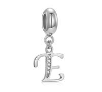 Charm con pendente a forma di lettera dell’alfabeto “A”, in argento Sterling 925 autentico con cristalli. Compatibile con la maggior parte dei braccialetti e delle collane di marche europee Letter E