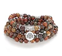 Charm con semi di loto Mala perline 108 Collana con bracciale Regali fatti a mano significativi Gioielli per lo yoga (Jasper rosso di Picasso (Red Picasso Jasper))