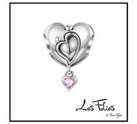 Charm Cuore con pendente rosa in argento 925 - Les Folies (Modello Pandora)