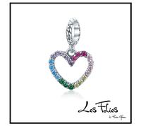 Charm Cuore Multicolore pendente arcobaleno ciondolo in argento 925 - Les Folies